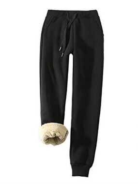 Womens Sherpa Lined Sweatpants Fleece Joggers Warm Winter Pants With Pockets